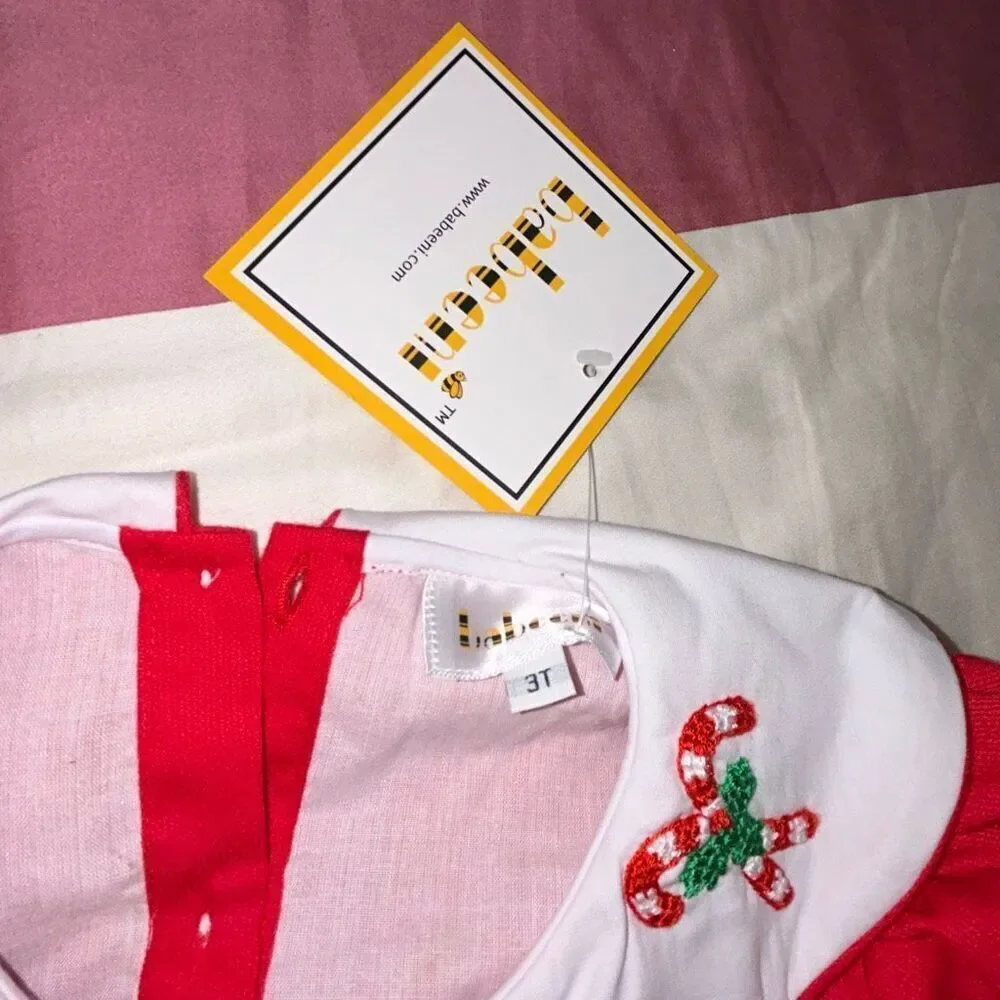 Babeeni candy cane embroidered dress sz 3t